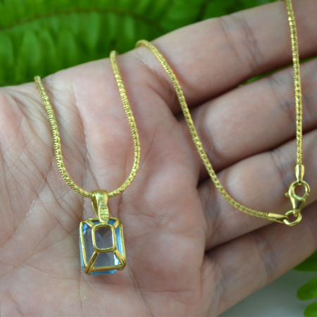 Lant argint placat aur pandant decorat Czech Bohemian Blue Topaz Crystal [2]