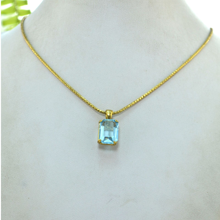 Lant argint placat aur pandant decorat Czech Bohemian Blue Topaz Crystal [3]