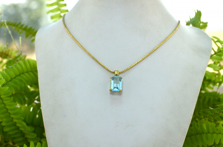 Lant argint placat aur pandant decorat Czech Bohemian Blue Topaz Crystal [1]