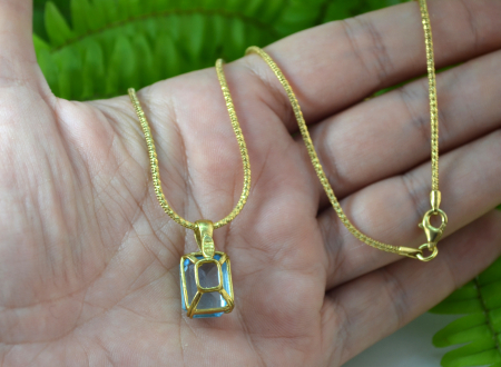 Lant argint placat aur pandant decorat Czech Bohemian Blue Topaz Crystal [3]