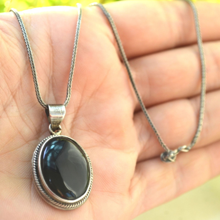 Lant argint Rope cu pandant argint, onix [1]