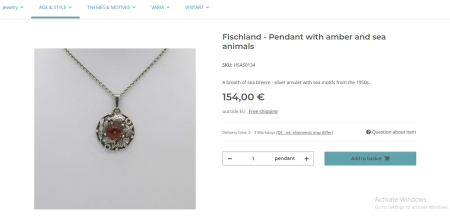 Lant argint vechi cu pandant Fischland, chihlimbar baltic A Vintage Collection [4]