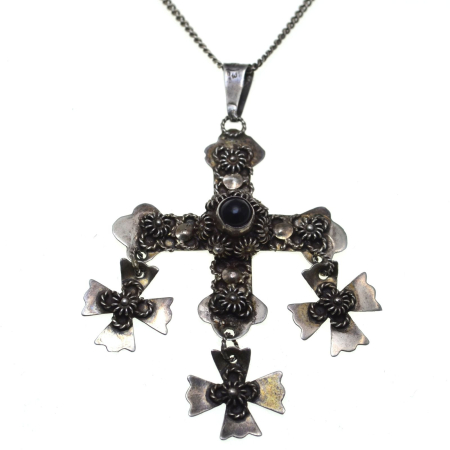 REDUCERI - Lant argint vintage cruce Yalalag onix Oaxaca A Vintage Collection