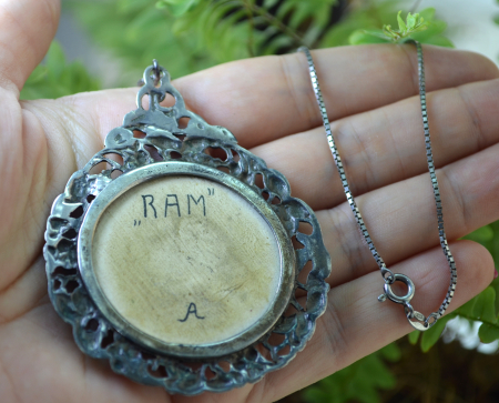 Lant argint vintage cu pandant portelan Delft [1]