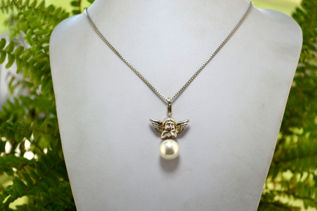 Lant argint vintage  pandantiv charm argint Ingeras putti renascentist rafael [3]