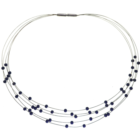 REDUCERI - Titlu Colier argint vintage cu Murano Glass Blue Cobalt, Space Age A Vintage Collection
