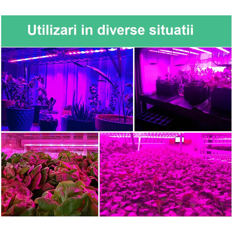 Banda led pentru cresterea plantelor, lumina roz-violet, rezistenta la apa, conectare usb, fixare prin lipire, 3 metri, 180 leduri [6]