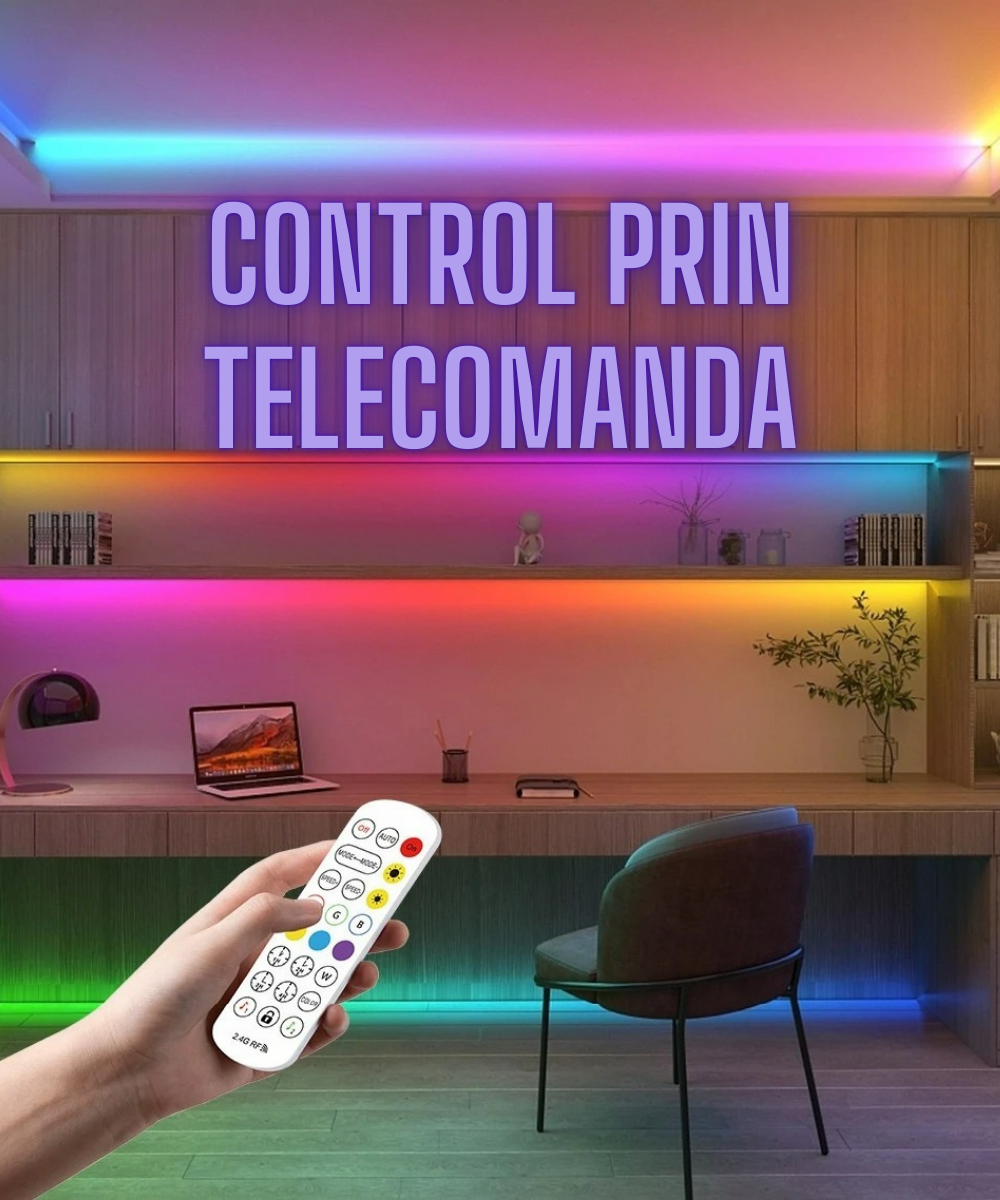 Banda led RGB AxaCube, lungime 5 metri, fixare adeziva, bluetooth, control prin telecomanda si aplicatie, pentru interior, IP20, mod muzica, timer, luminozitate reglabila [3]