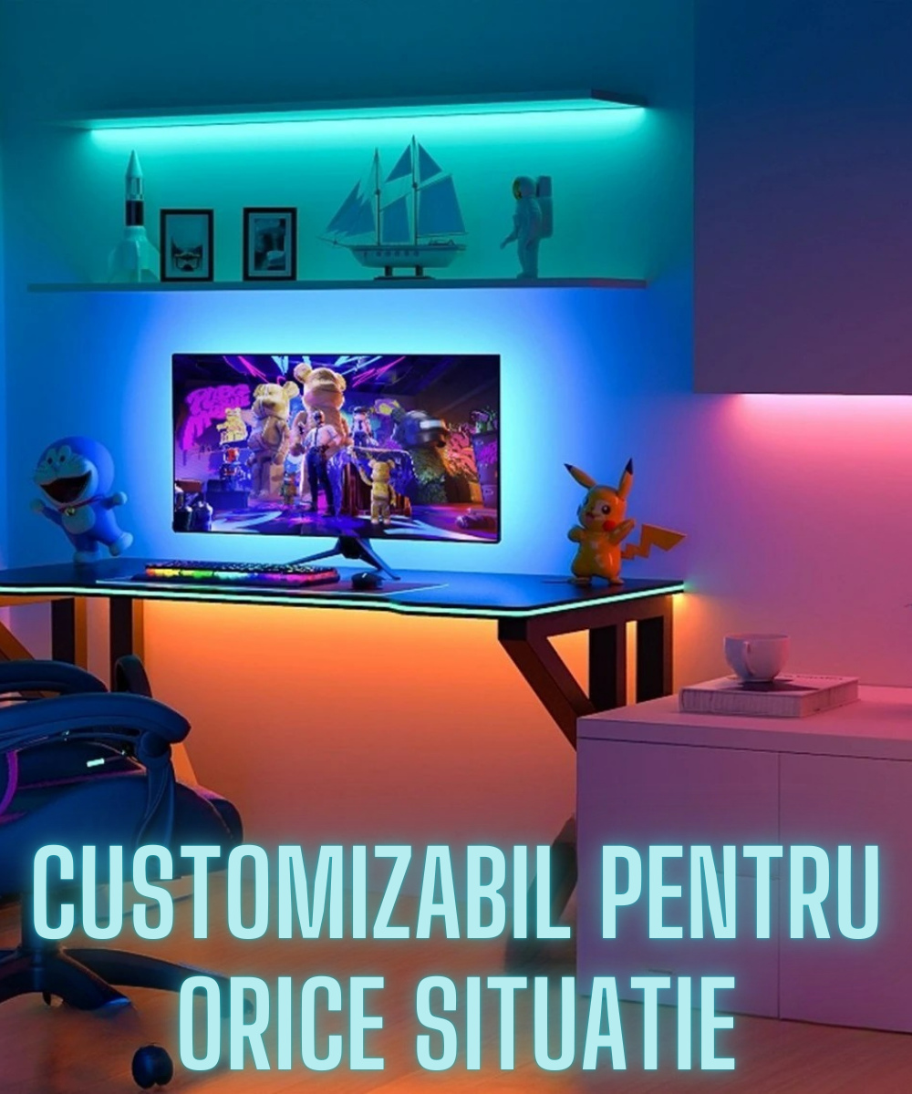 Banda led RGB AxaCube, lungime 5 metri, fixare adeziva, bluetooth, control prin telecomanda si aplicatie, pentru interior, IP20, mod muzica, timer, luminozitate reglabila [5]