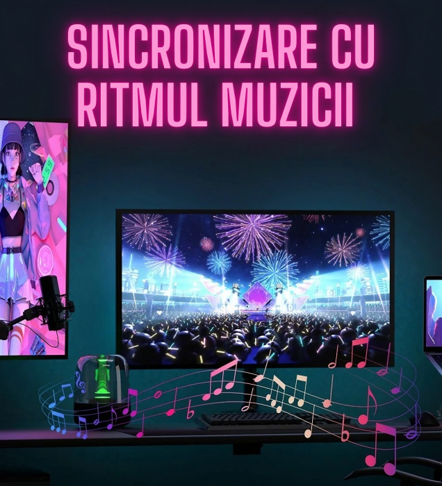 Banda led smart AxaCube® pentru monitor calculator de 27 inch, RGB, sincronizare lumini, backlight, control prin aplicatie dedicata si telecomanda pe fir, conexiune USB, compatibil Windows si Mac OS [2]