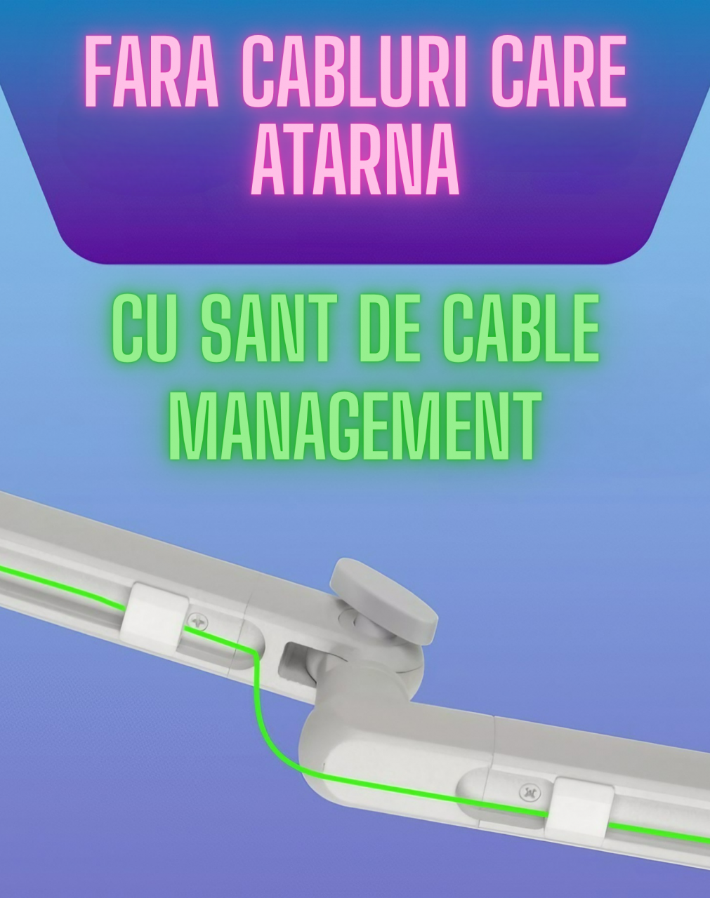 Brat pentru microfon AxaCube®, suport reglabil, rotatie 360°, corp aluminiu, tija de inaltare, cable management, greutate maxim suportata 2kg, alb [6]