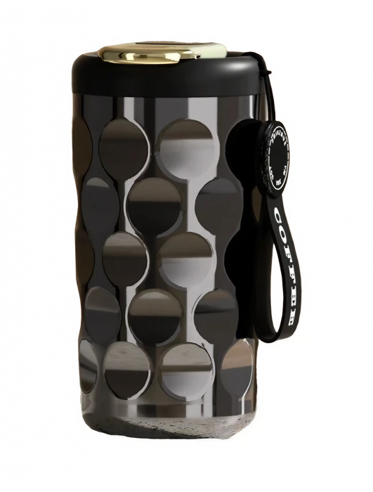 Cana termos AxaCube®, pentru cafea, capuccino, 410 ml, interior otel inoxidabil 316 captusit cu strat ceramic, izolare termica multistrat cu vacuum, ecran afisare temperatura, gri inchis [1]