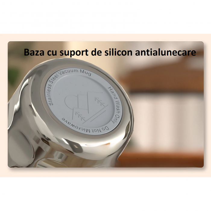 Cana termos AxaCube®, pentru cafea, capuccino, 410 ml, interior otel inoxidabil 316 captusit cu strat ceramic, izolare termica multistrat cu vacuum, ecran afisare temperatura, argintiu [7]