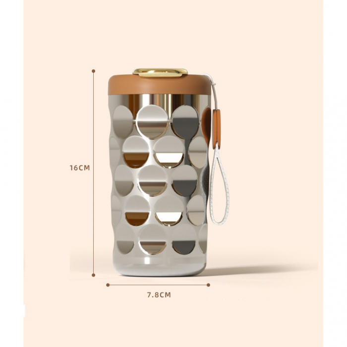Cana termos AxaCube®, pentru cafea, capuccino, 410 ml, interior otel inoxidabil 316 captusit cu strat ceramic, izolare termica multistrat cu vacuum, ecran afisare temperatura, argintiu [9]