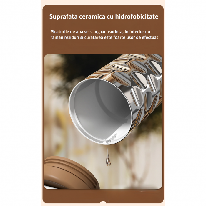 Cana termos AxaCube®, pentru cafea, capuccino, 410 ml, interior otel inoxidabil 316 captusit cu strat ceramic, izolare termica multistrat cu vacuum, ecran afisare temperatura, argintiu [8]
