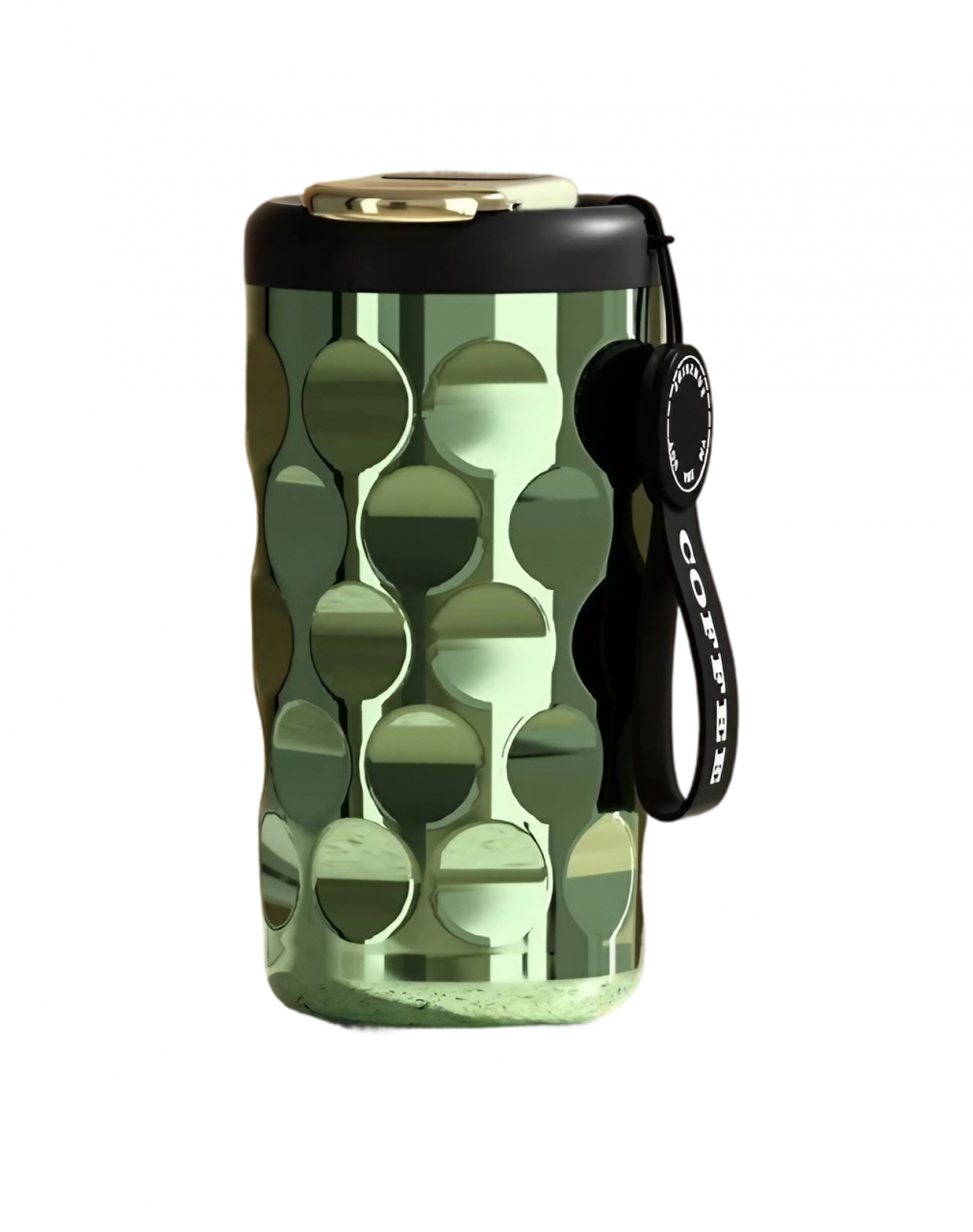 Cana termos AxaCube®, pentru cafea, capuccino, 410 ml, interior otel inoxidabil 316 captusit cu strat ceramic, izolare termica multistrat cu vacuum, ecran afisare temperatura, verde [1]
