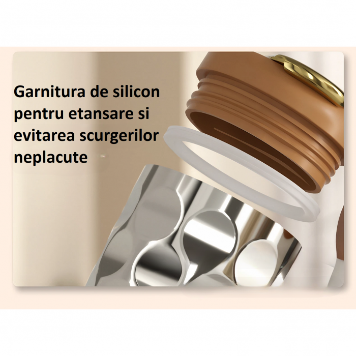 Cana termos AxaCube®, pentru cafea, capuccino, 410 ml, interior otel inoxidabil 316 captusit cu strat ceramic, izolare termica multistrat cu vacuum, ecran afisare temperatura, argintiu [2]