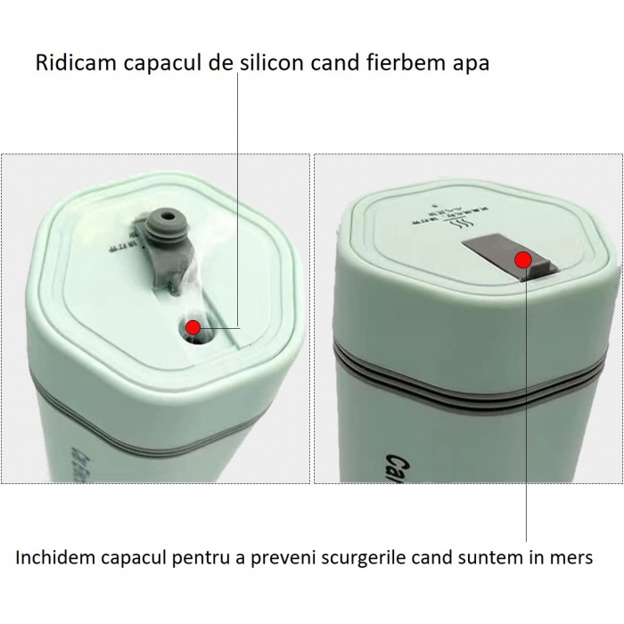 Cana termos electrica AxaCube®, pentru masina, alimentare priza auto 12v, interior inox 304, izolare termica cu vid, capacitate 350 ml, verde [6]