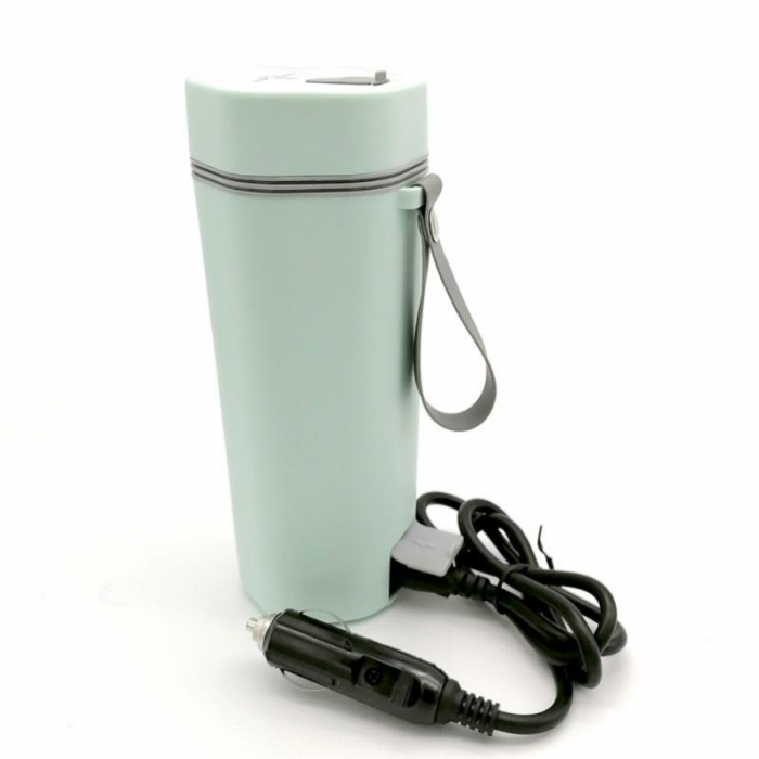 Cana termos electrica AxaCube®, pentru masina, alimentare priza auto 12v, interior inox 304, izolare termica cu vid, capacitate 350 ml, verde [4]