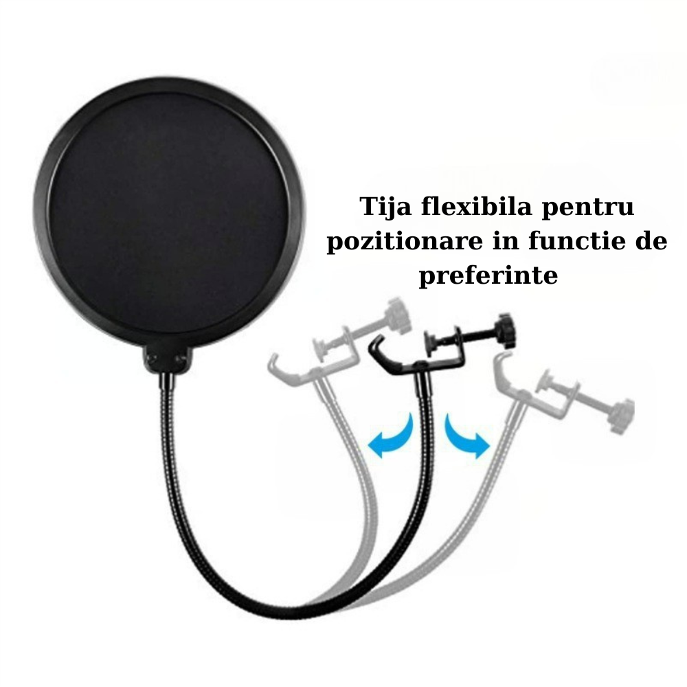 Filtru Pop pentru Microfon, Pânză Dublă, Reglabil, Anti-Zgomot, Ideal pentru Podcast, Streaming sau Gaming [4]