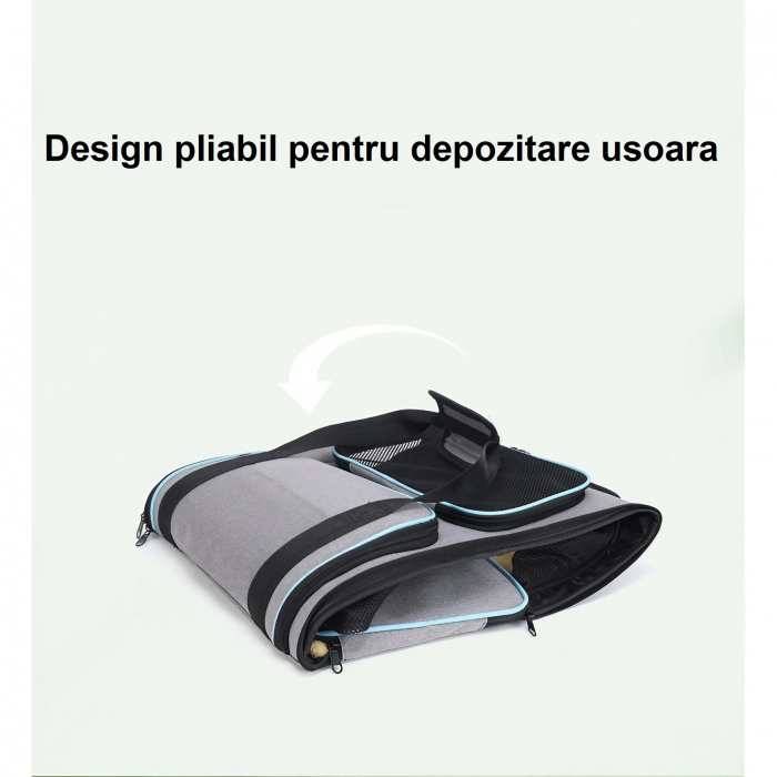 Geanta de transport pentru animale de companie mici AxaCube®, pisici, caini, laterale extensibile, plasa de aerisire, pliabila, baza rezistenta, buzunare laterale, 47 X 28 X 28 cm [5]