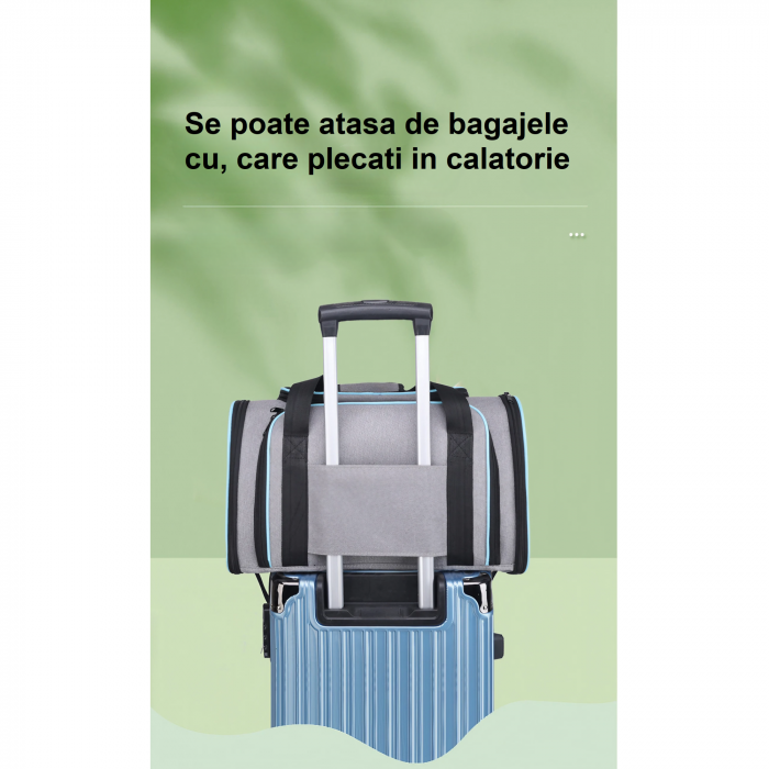 Geanta de transport pentru animale de companie mici AxaCube®, pisici, caini, laterale extensibile, plasa de aerisire, pliabila, baza rezistenta, buzunare laterale, 47 X 28 X 28 cm [10]