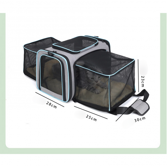 Geanta de transport pentru animale de companie mici AxaCube®, pisici, caini, laterale extensibile, plasa de aerisire, pliabila, baza rezistenta, buzunare laterale, 47 X 28 X 28 cm [7]