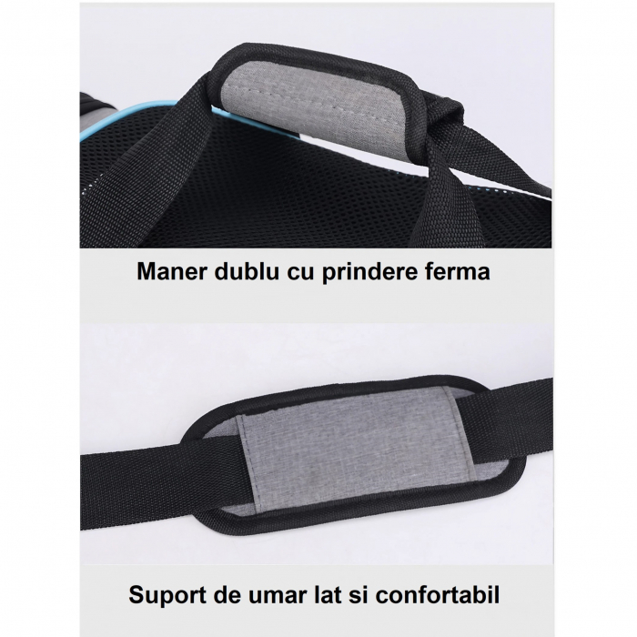 Geanta de transport pentru animale de companie mici AxaCube®, pisici, caini, laterale extensibile, plasa de aerisire, pliabila, baza rezistenta, buzunare laterale, 47 X 28 X 28 cm [9]