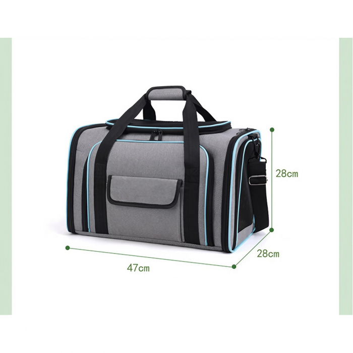 Geanta de transport pentru animale de companie mici AxaCube®, pisici, caini, laterale extensibile, plasa de aerisire, pliabila, baza rezistenta, buzunare laterale, 47 X 28 X 28 cm [8]
