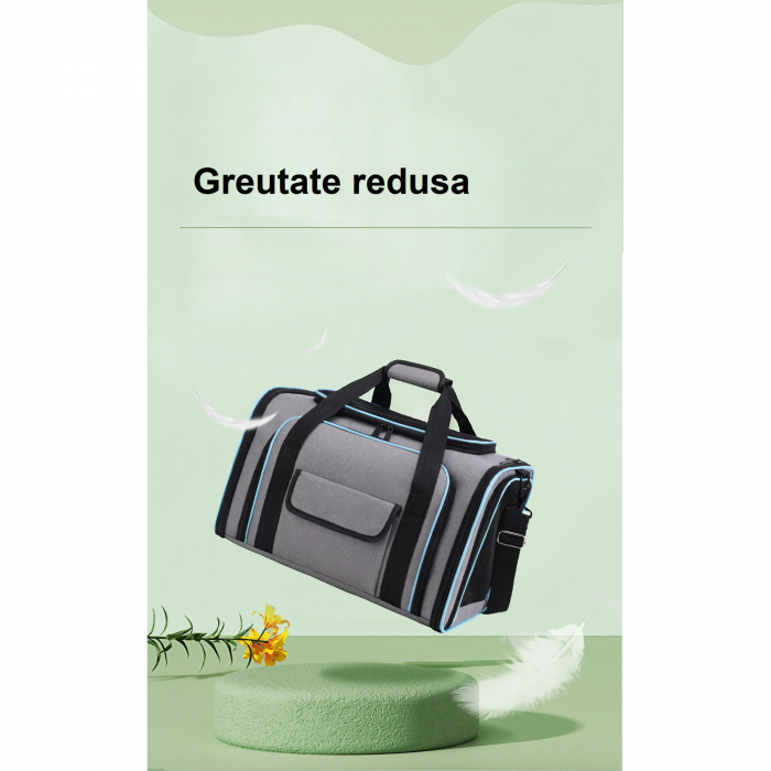Geanta de transport pentru animale de companie mici AxaCube®, pisici, caini, laterale extensibile, plasa de aerisire, pliabila, baza rezistenta, buzunare laterale, 47 X 28 X 28 cm [2]