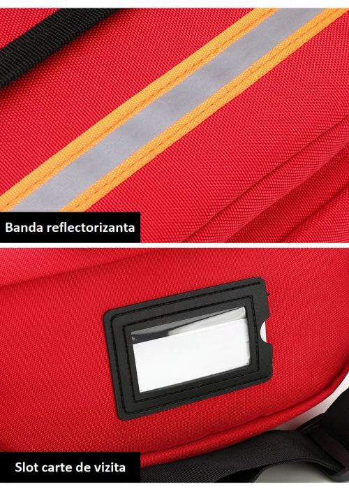 Geanta medicala prim ajutor, tip borseta, compartimentata, neechipata, 32 x 17 x 12 cm, rosie [3]