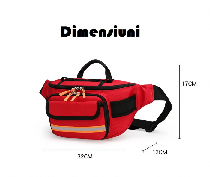 Geanta medicala prim ajutor, tip borseta, compartimentata, neechipata, 32 x 17 x 12 cm, rosie [4]