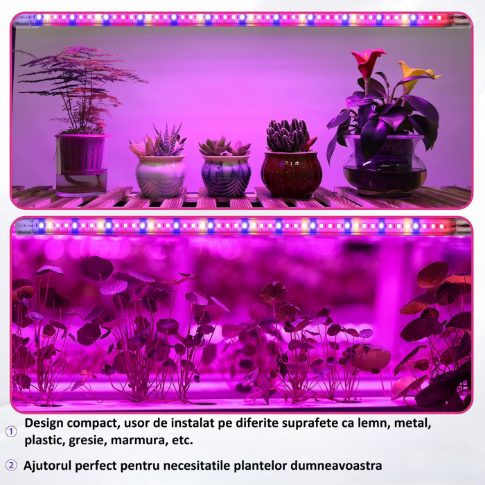 Kit 3 benzi LED pentru cresterea plantelor AxaCube®, 144 leduri, 22.5 W, 900 lumeni, IP44, timer, reglare culoare si intensitate luminoasa, telecomanda pe fir, alimentare USB [8]