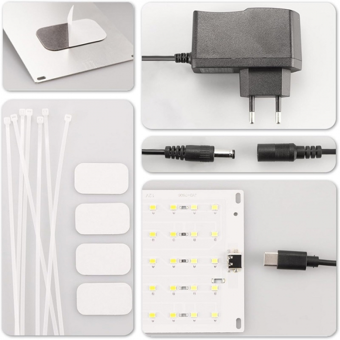 Kit 4 lampi cu lumina pentru cresterea plantelor AxaCube®, 20W, 540 leduri, dimabile, telecomanda pe fir, timer, 30 x 8 cm [10]