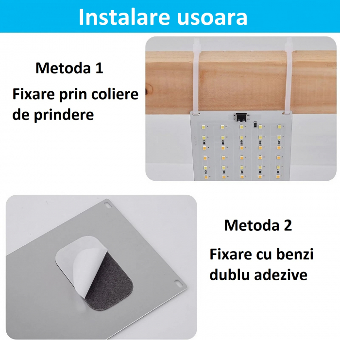 Kit 4 lampi cu lumina pentru cresterea plantelor AxaCube®, 20W, 540 leduri, dimabile, telecomanda pe fir, timer, 30 x 8 cm [11]
