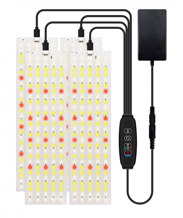 Kit 4 lampi cu lumina pentru cresterea plantelor AxaCube®, 20W, 540 leduri, dimabile, telecomanda pe fir, timer, 30 x 8 cm [1]