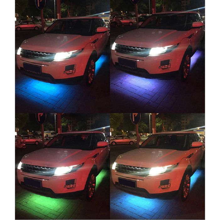 Kit banda led auto AxaCube, cu montare sub masina, RGB, bluetooth, aplicatie dedicata, telecomanda, joc de lumini, rezistent la apa, 2 x 90 cm si 2 x 120 cm [8]