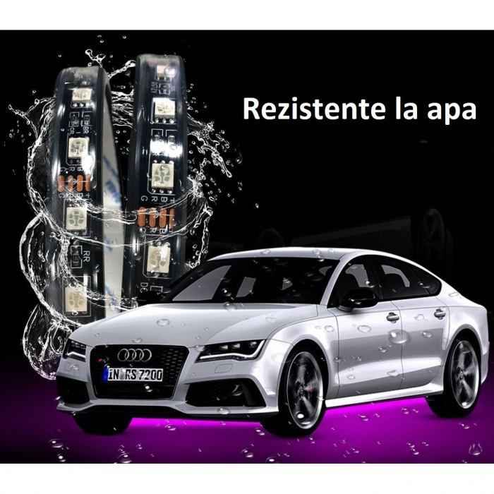 Kit banda led auto AxaCube, cu montare sub masina, RGB, bluetooth, aplicatie dedicata, telecomanda, joc de lumini, rezistent la apa, 2 x 90 cm si 2 x 120 cm [4]