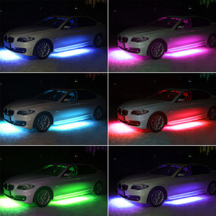 Kit banda led auto AxaCube, cu montare sub masina, RGB, bluetooth, aplicatie dedicata, telecomanda, joc de lumini, rezistent la apa, 2 x 90 cm si 2 x 120 cm [7]