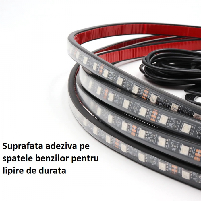 Kit banda led auto AxaCube, cu montare sub masina, RGB, bluetooth, aplicatie dedicata, telecomanda, joc de lumini, rezistent la apa, 2 x 90 cm si 2 x 120 cm [10]