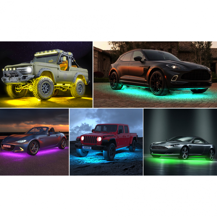 Kit banda led auto AxaCube, cu montare sub masina, RGB, bluetooth, aplicatie dedicata, telecomanda, joc de lumini, rezistent la apa, 2 x 90 cm si 2 x 120 cm [3]