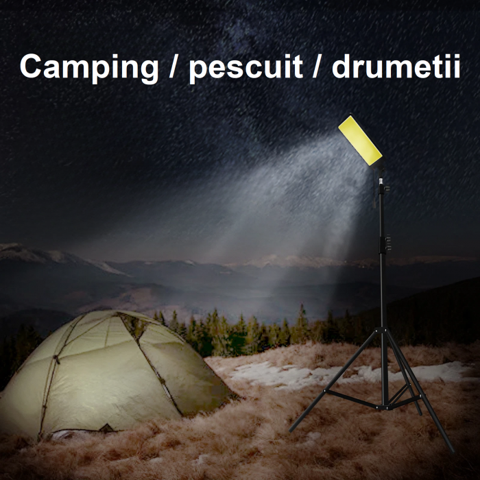 Kit nocturna AxaCube® ,lumina led portabila pentru pescuit, camping, drumetii, 12 V, 47 W, 4600 lumeni, trepied cu brat telescopic ajustabil, control prin telecomanda, rezistent la apa IP67 [7]