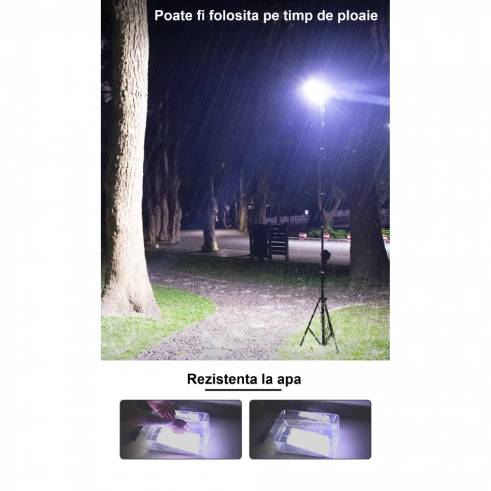 Kit nocturna AxaCube® ,lumina led portabila pentru pescuit, camping, drumetii, 12 V, 47 W, 4600 lumeni, trepied cu brat telescopic ajustabil, control prin telecomanda, rezistent la apa IP67 [8]