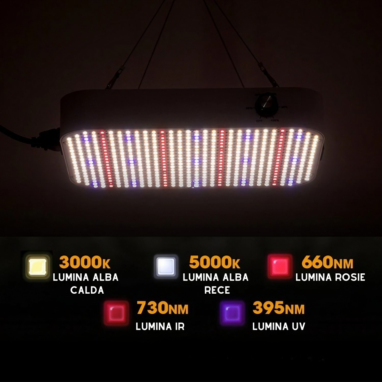Lampa led AxaCube pentru cresterea plantelor, spectru complet, 588 LED-uri, 100W, dimabila, ventilator racire incorporat, alimentare 100 - 277 V, 31 x 21 x 5 cm [7]