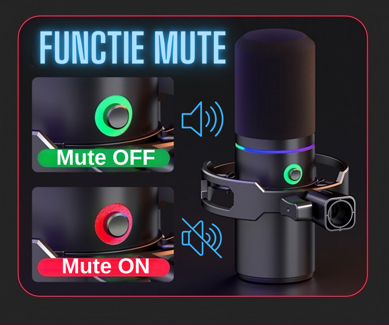 Microfon AxaCube® pentru gaming, inregistrari, streaming, youtube, cardioid, monitorizare in timp real, functie mute, lumina RGB, brat ajustabil, conexiune XLR si USB, compatibil Windows, Apple si PS [8]