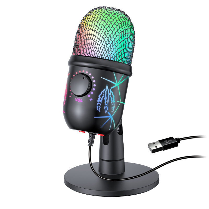 Microfon condensator AxaCube® pentru gaming, streaming, inregistrari, zoom, lumina RGB, cardioid, compatibil Windows, MacOs, conexiune USB [1]