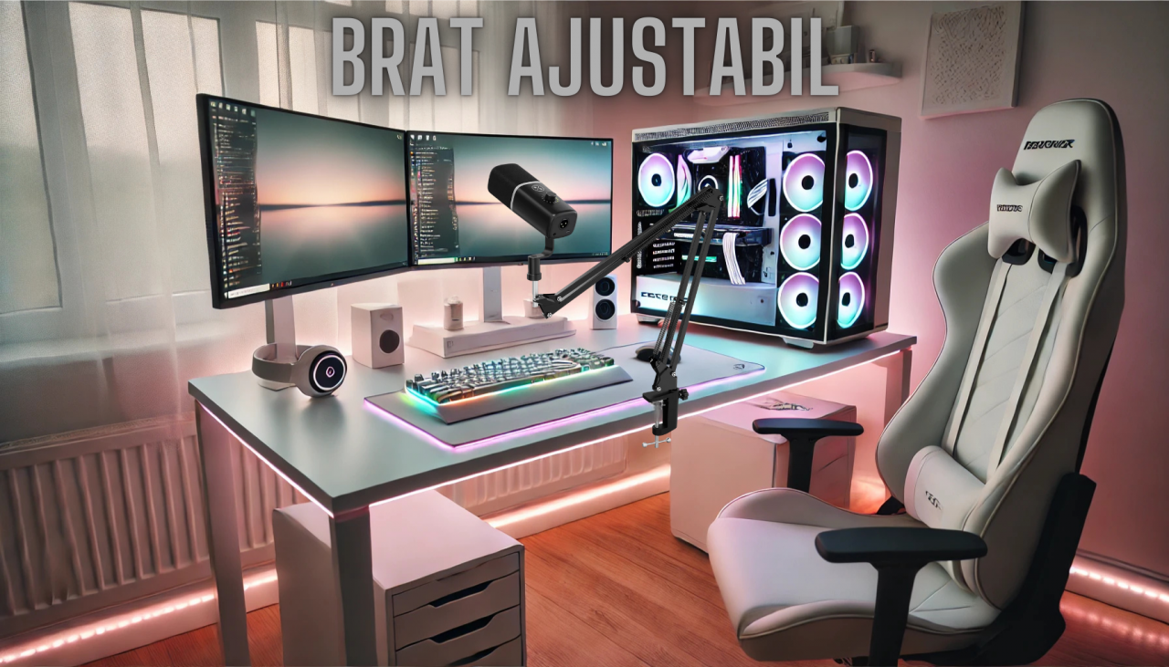 Microfon dinamic AxaCube cu brat, pentru podcast, streaming, gaming, conexiune XLR si USB, cardioid, lumina RGB, functie mute si reducere zgomot fundal, monitorizare in timp real, compatibil Windows, [7]