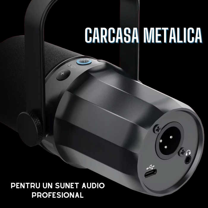 Microfon dinamic AxaCube, podcast, streaming, gaming, conexiune XLR si USB, corp metalic, buton mute, monitorizare in timp real, negru [3]