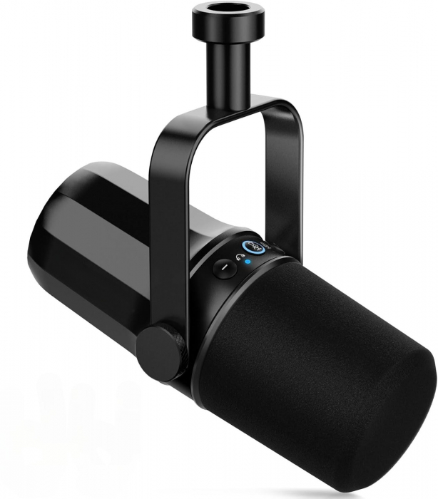 Microfon dinamic AxaCube, podcast, streaming, gaming, conexiune XLR si USB, corp metalic, buton mute, monitorizare in timp real, negru [1]