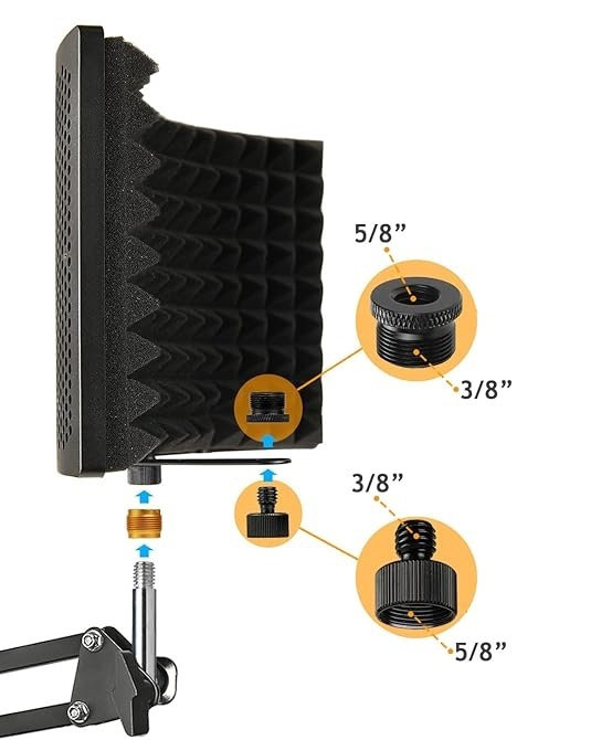Panou acustic AxaCube pentru microfon, filtru pentru diminuare zgomot extern, burete antifonic, 3 placi reglabile, 28x19 cm [5]